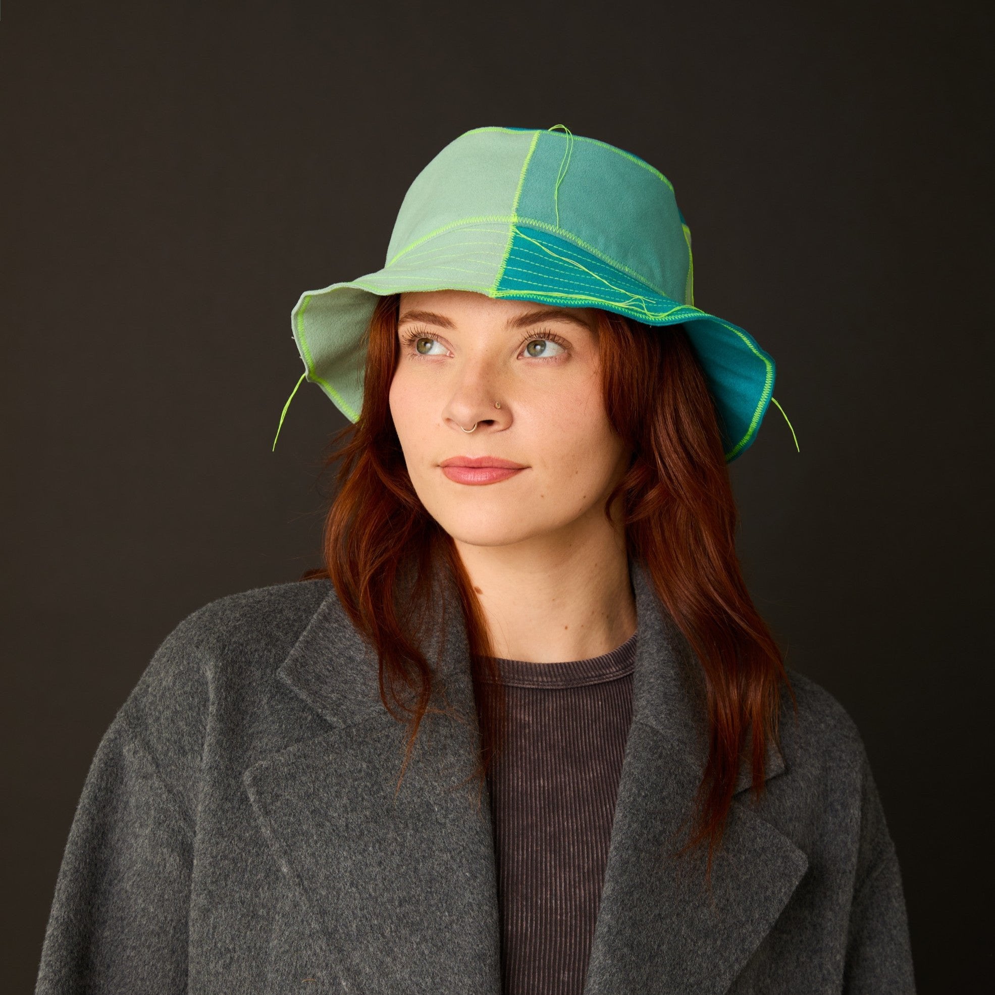 Sample Sale - A x F: Color-Blocked Bucket Hat, "Forever Green"
