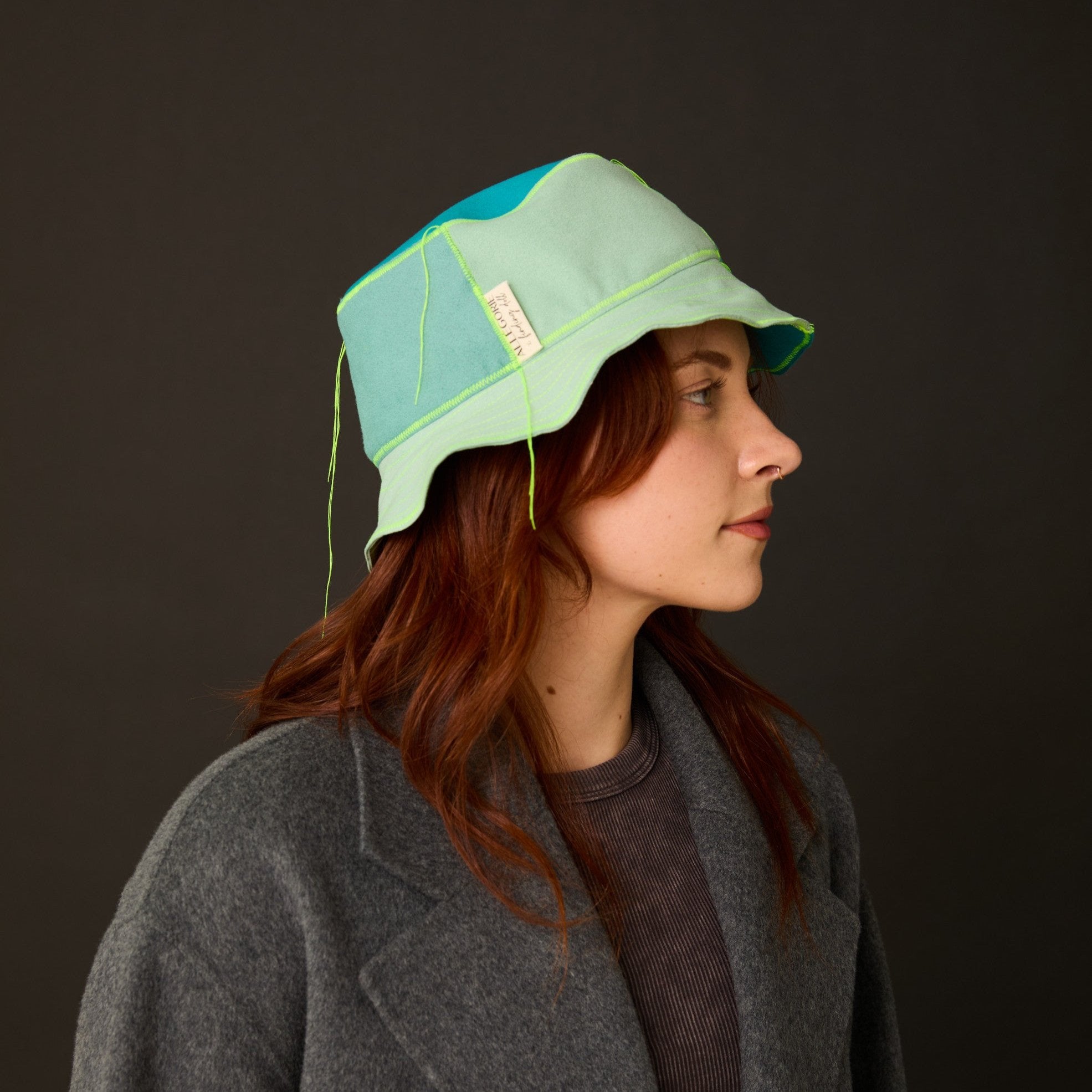 Sample Sale - A x F: Color-Blocked Bucket Hat, "Forever Green"