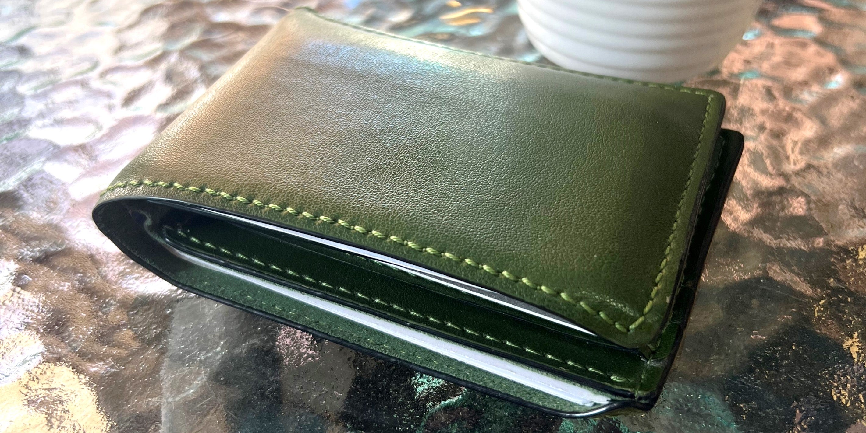 green vegan sustainable cactus bifold wallet