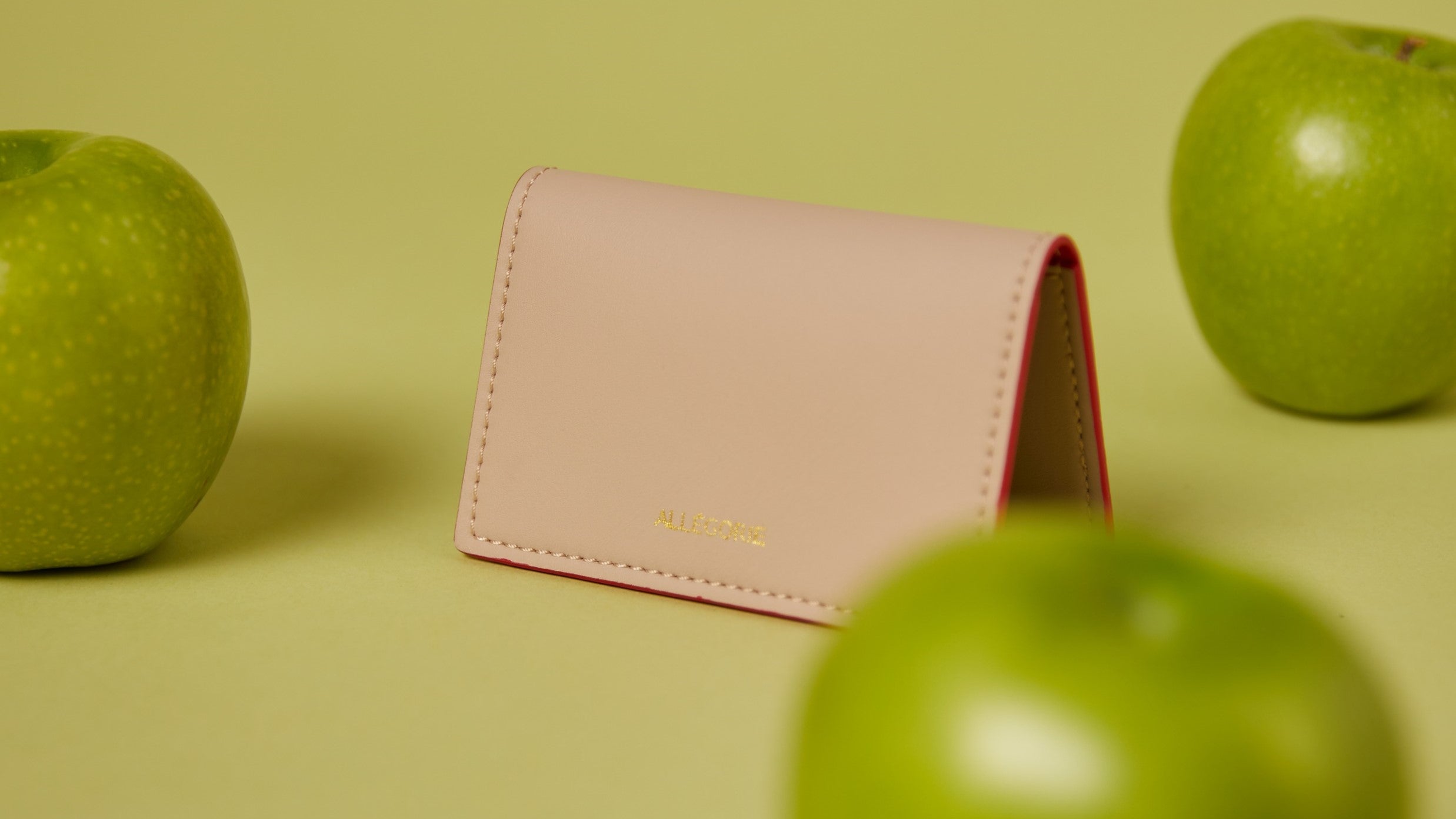 pink vegan cardholder made from apples