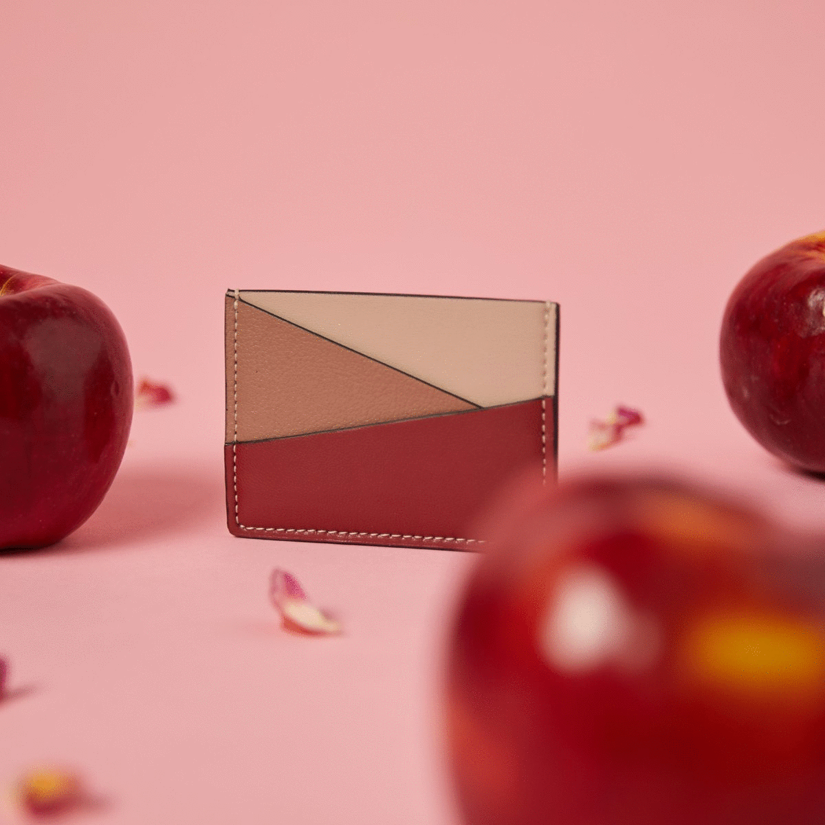 multi color red cardholder made from apples