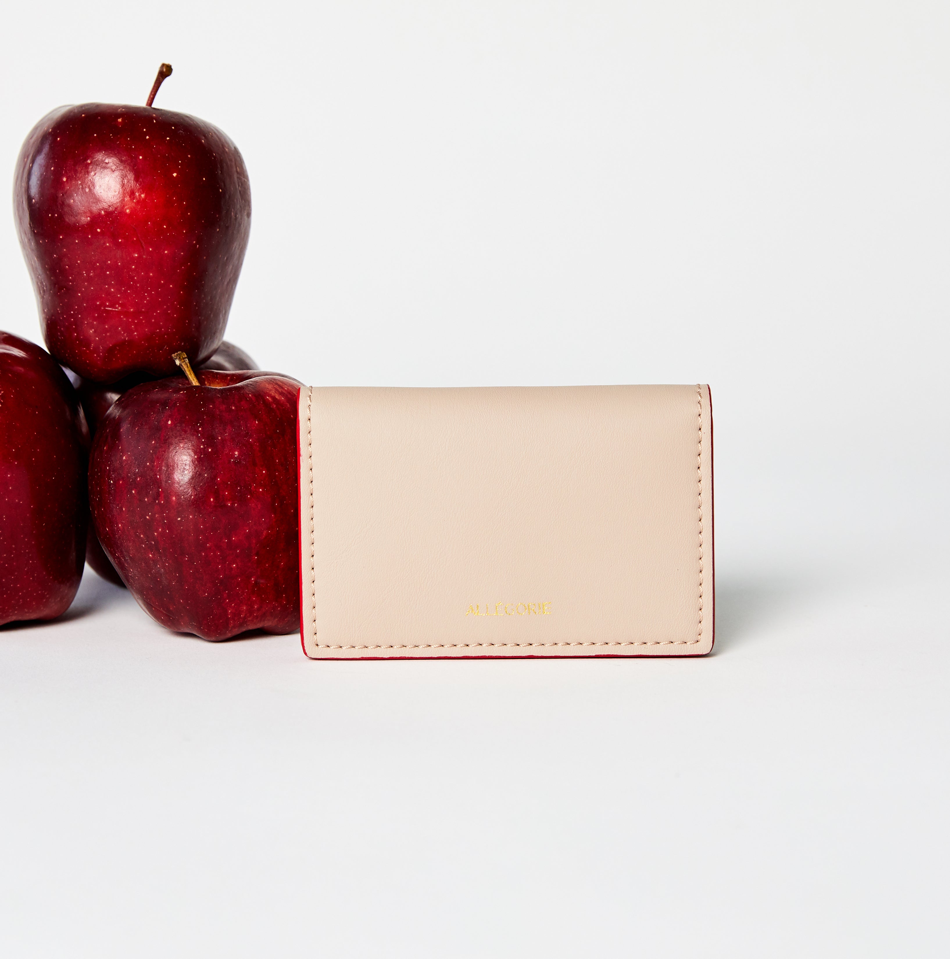 pink sustainable vegan cardholder made from apples