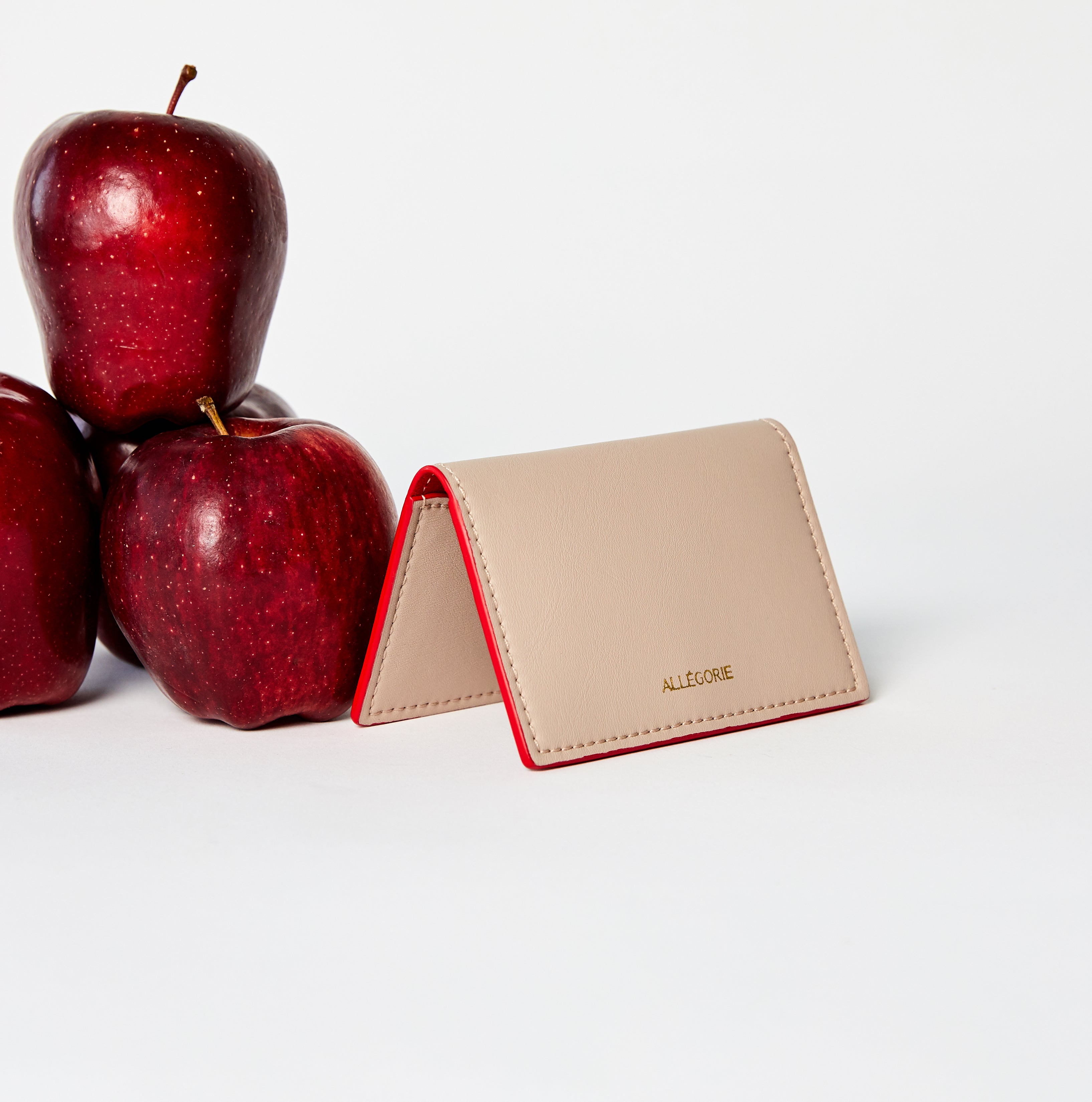 pink sustainable vegan cardholder made from apples