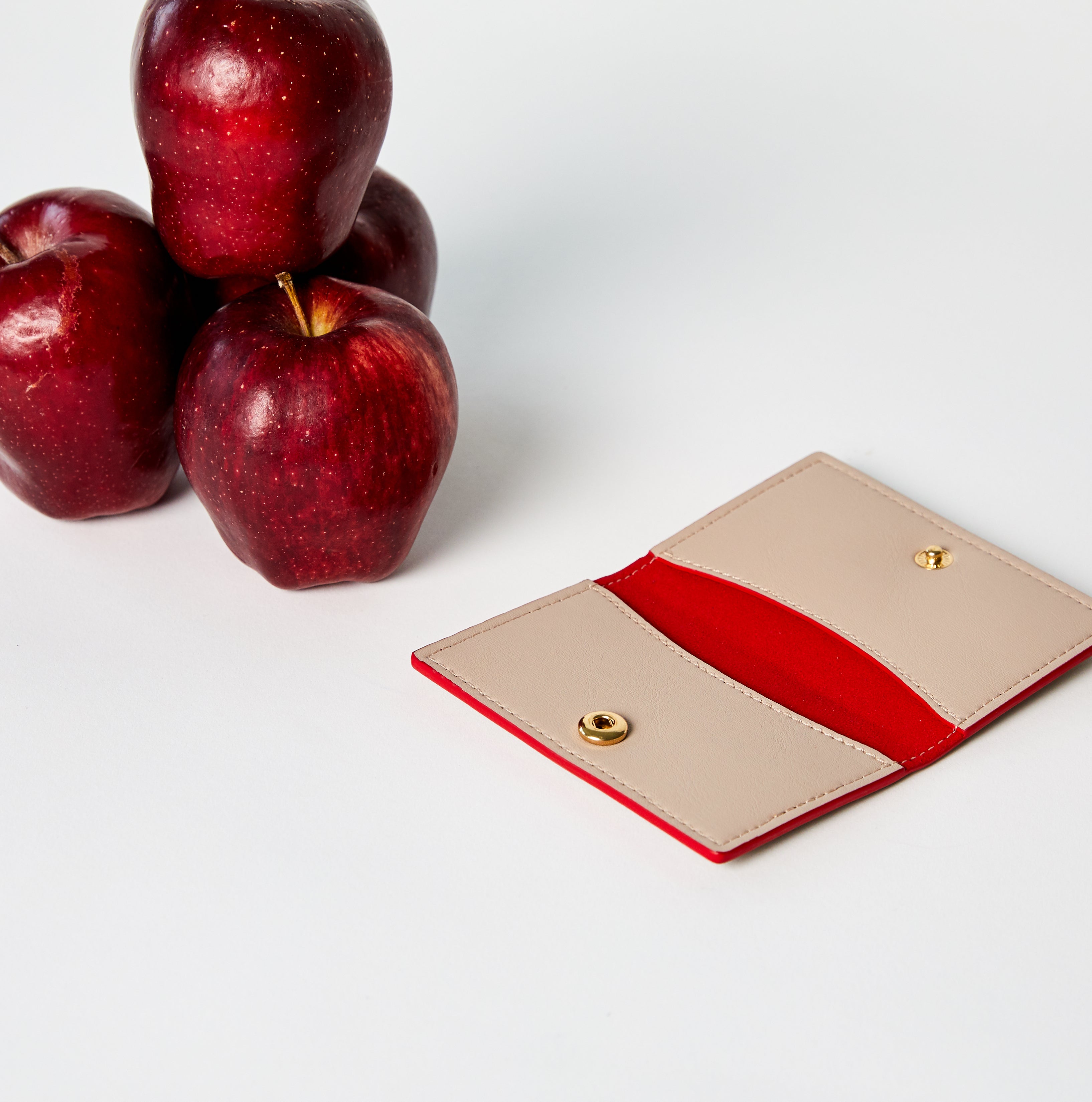 pink sustainable vegan cardholder made from apples