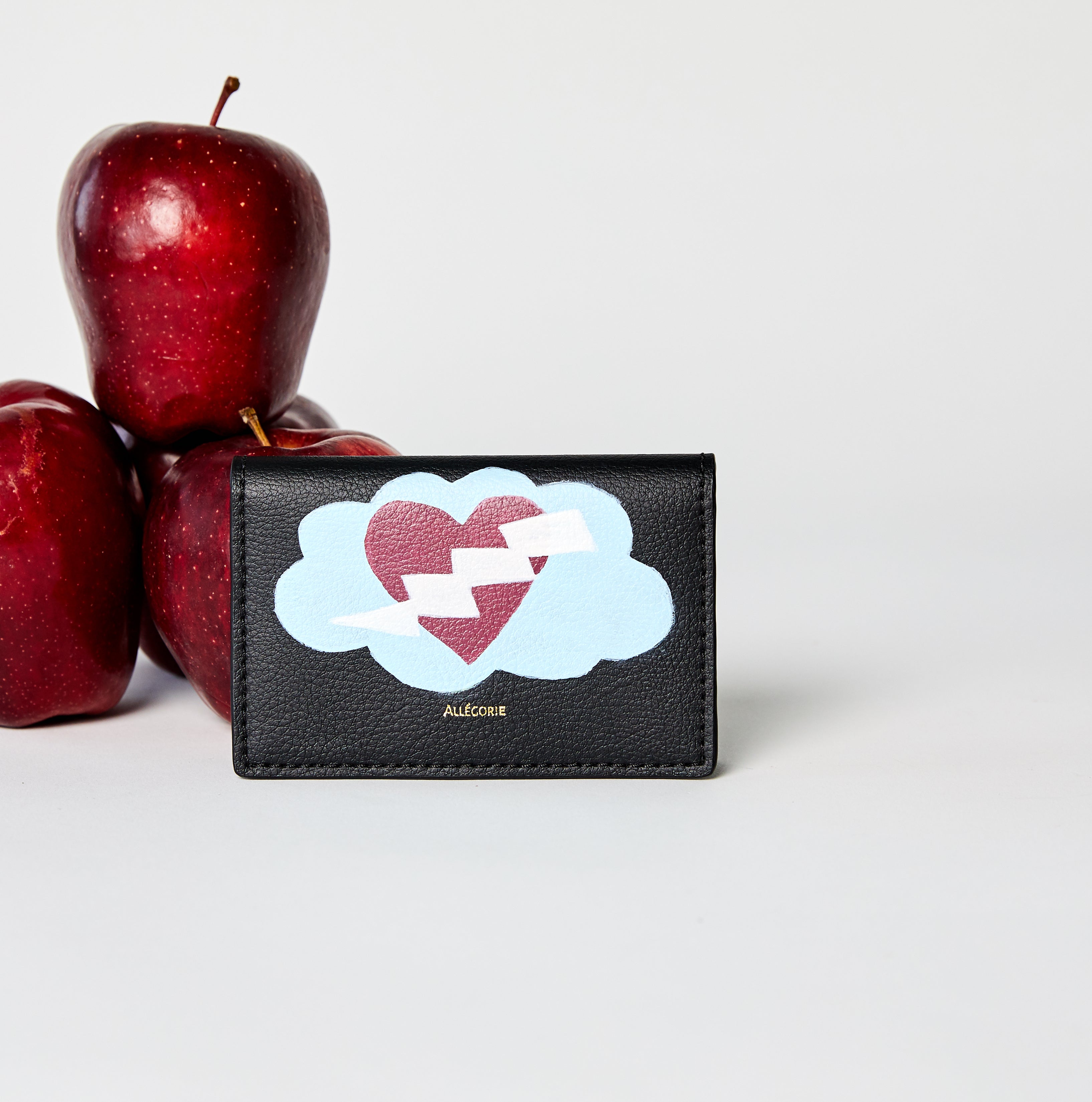 hand painted by LGBTQA+ artist on vegan sustainable cardholder in black