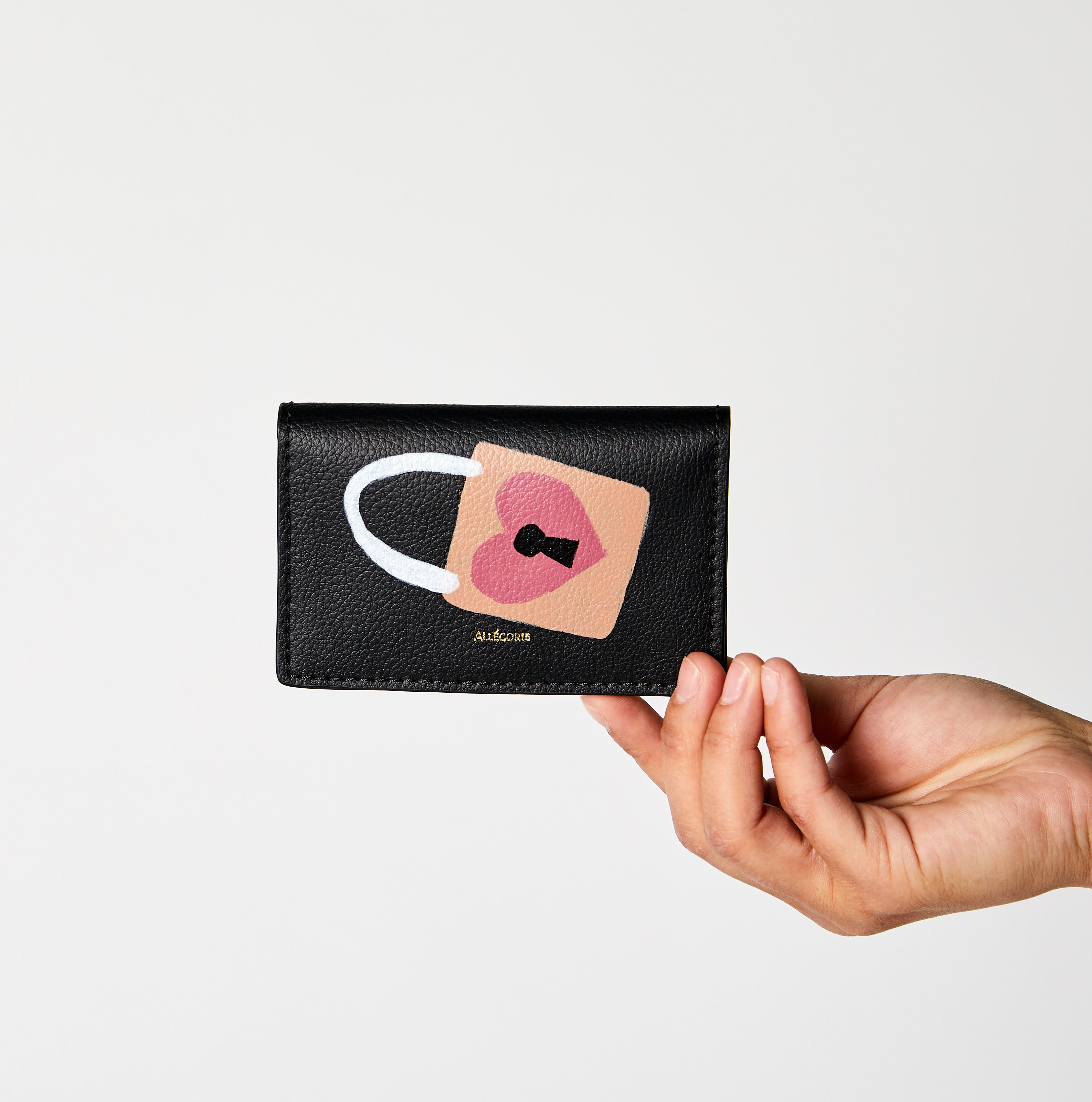 hand painted cardholder by LGBTQA+ artist on vegan sustainable materials