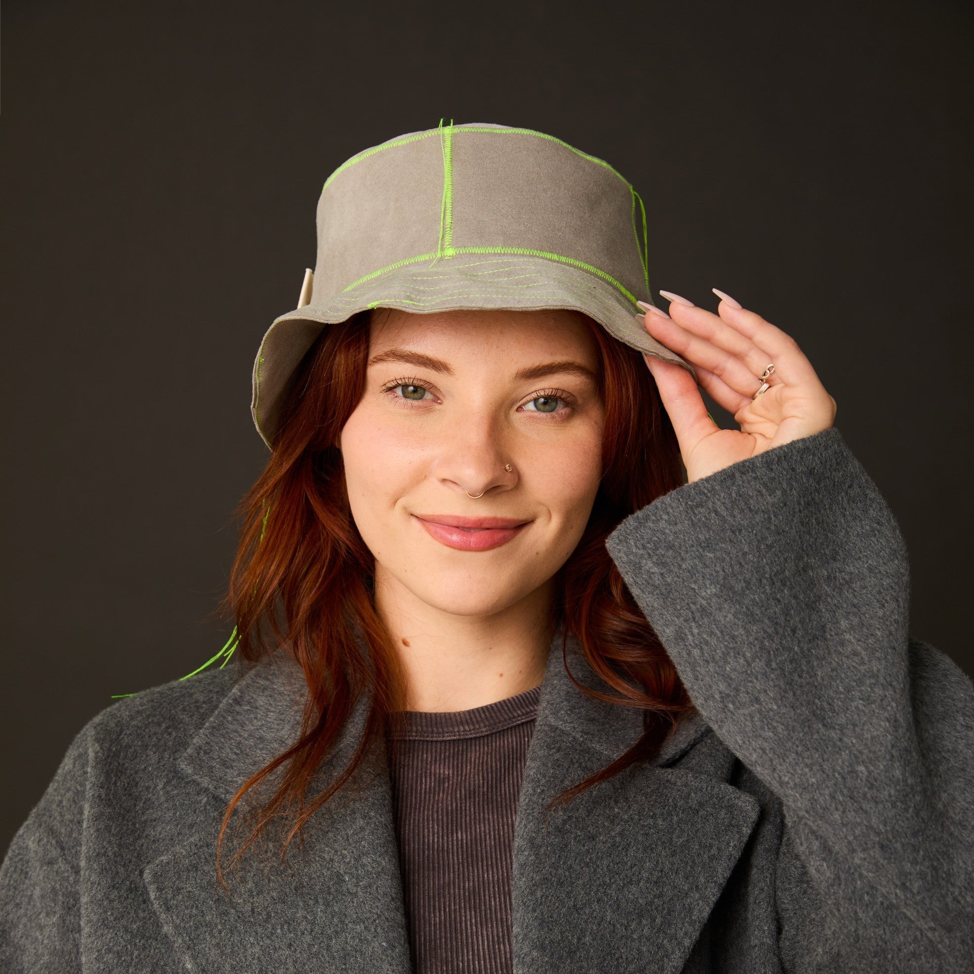 A x F: Color-Blocked Bucket Hat, Misty Winter