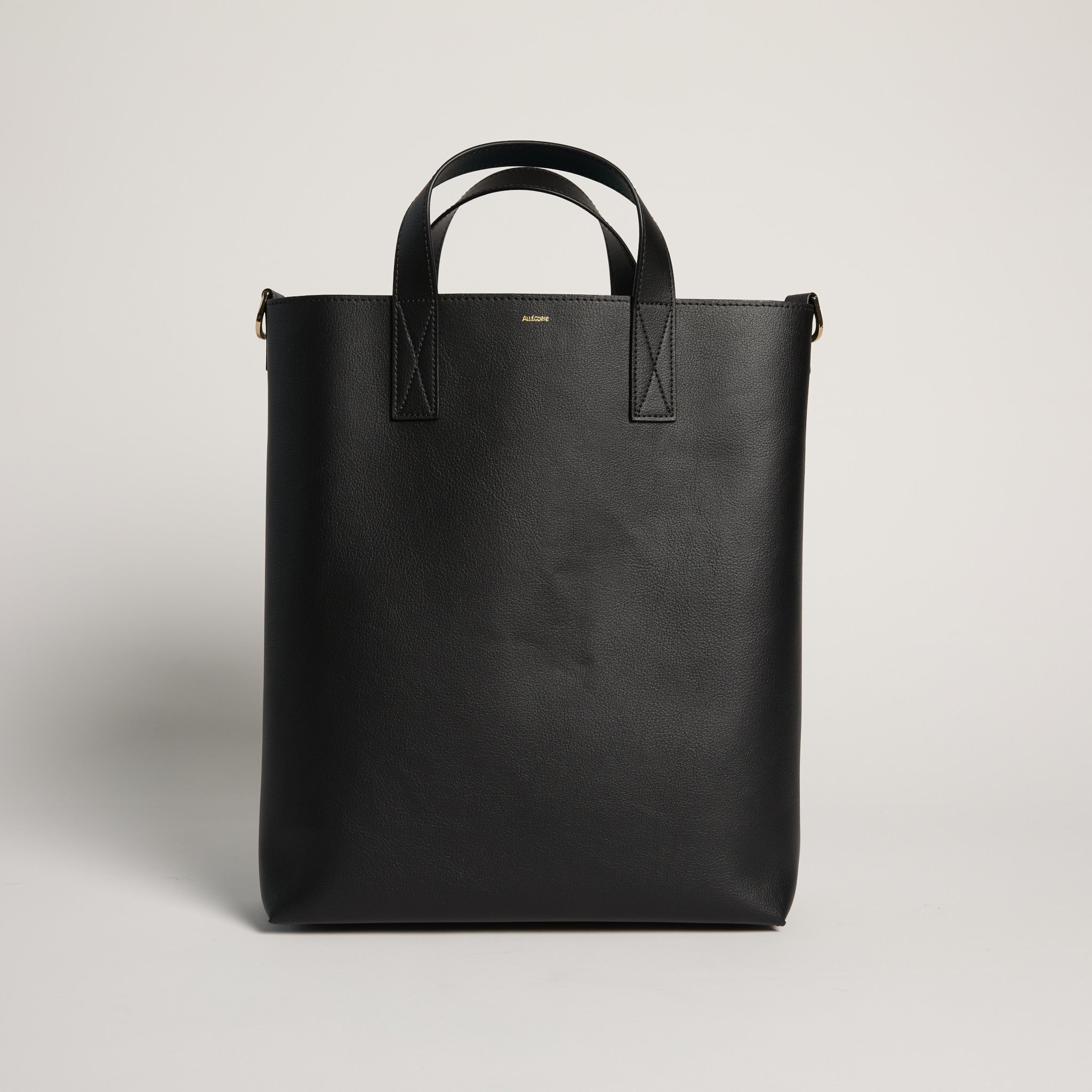 Vegan black apple leather tote bag work bag