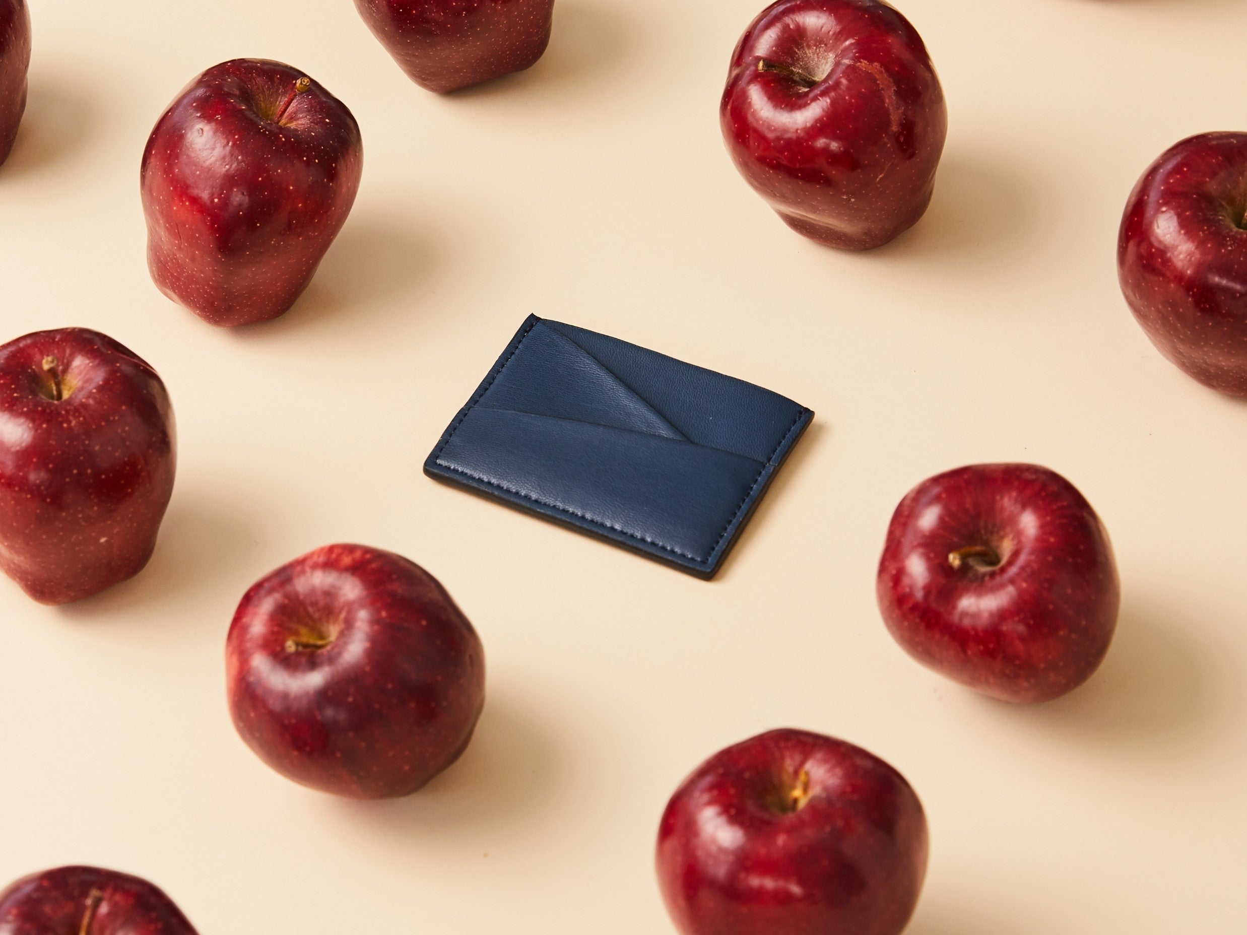 navy vegan cardholder made from apples