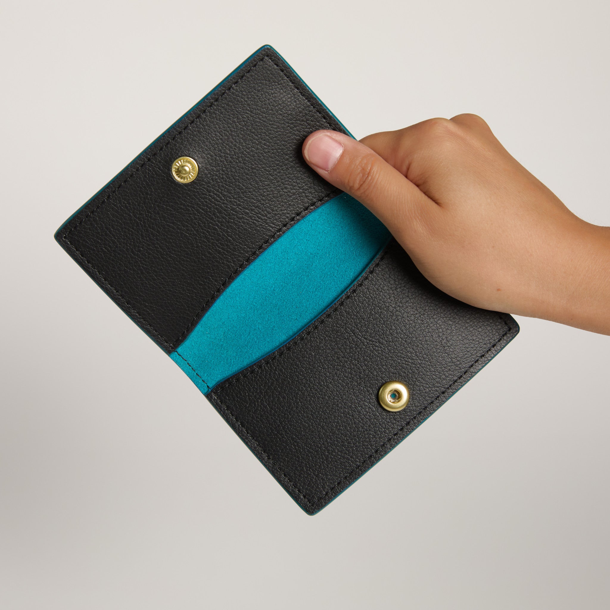 Vegan apple leather black bifold cardholder