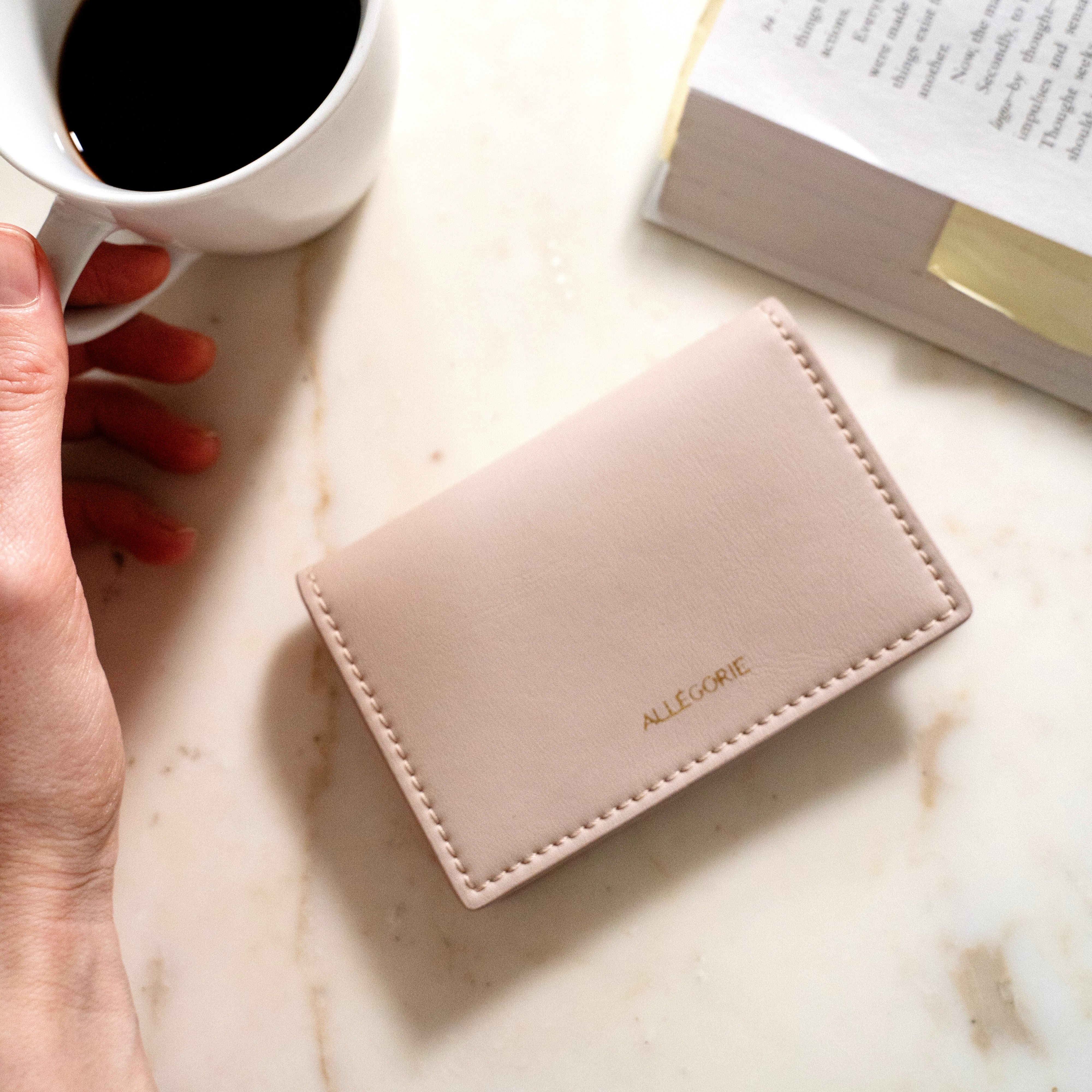 vegan apple leather cardholder pink