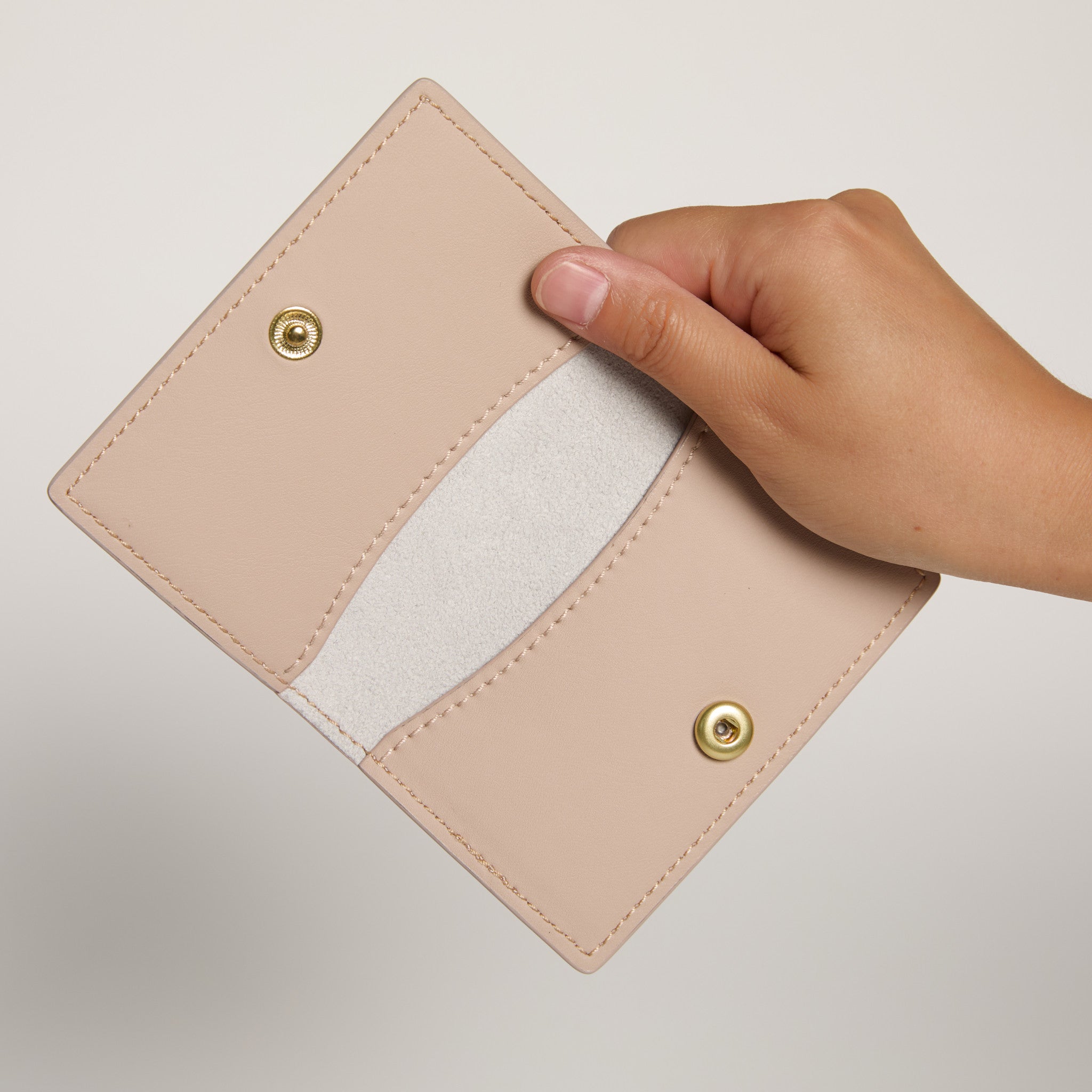 pink vegan apple leather bifold cardholder